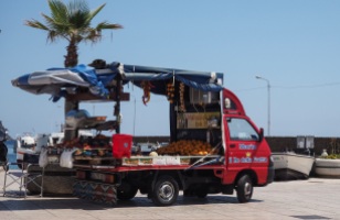 Everywhere you go in Sicily you see these little vans selling fruit and veg. This one was on the island of Lipari.